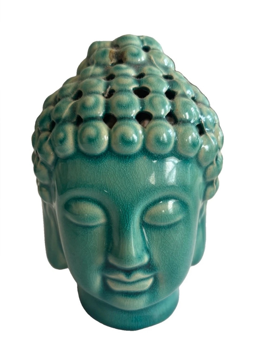Vintage Ceramic Buddha Head Statue Figurine Potpourri Sachet Holder | 2001